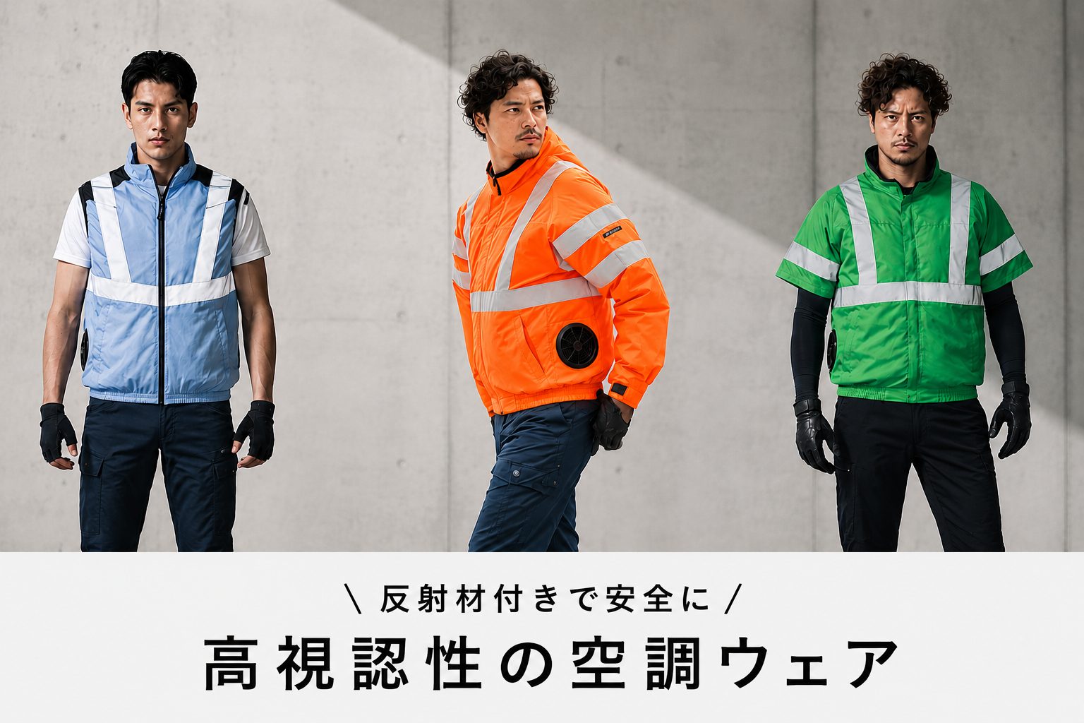 反射材付き空調服のモデル着用画像