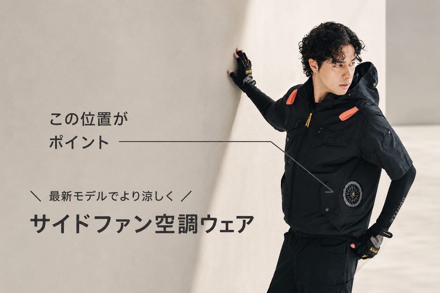 サイドファン空調ウェアのモデル着用画像